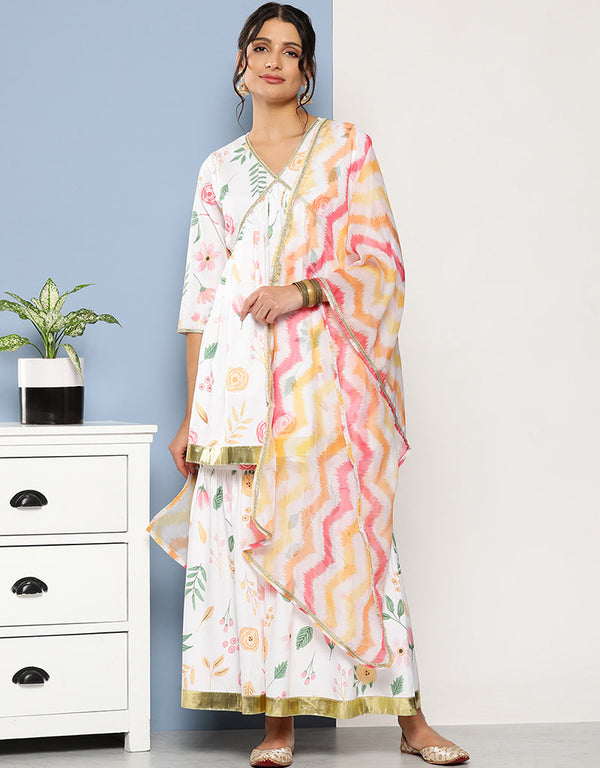 White Crepe Suit Sharara