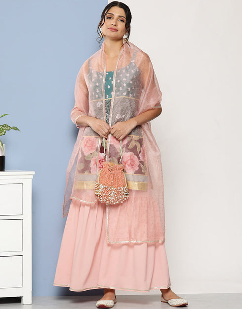 Dark Green Crepe Suit Sharara