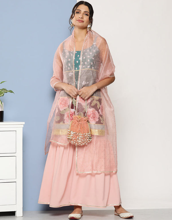 Dark Green Crepe Suit Sharara