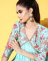 Aqua Blue Viscose Rayon Suit Sharara Closure View