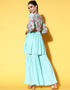 Aqua Blue Viscose Rayon Suit Sharara Women