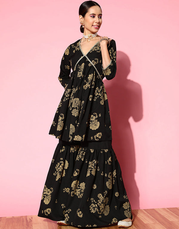 Black Crepe Suit Sharara