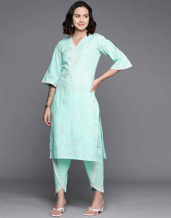 Sky Blue Pure Cotton Straight Patiyala