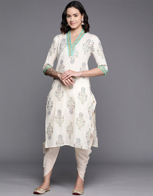 Off White Pure Cotton Straight Patiyala