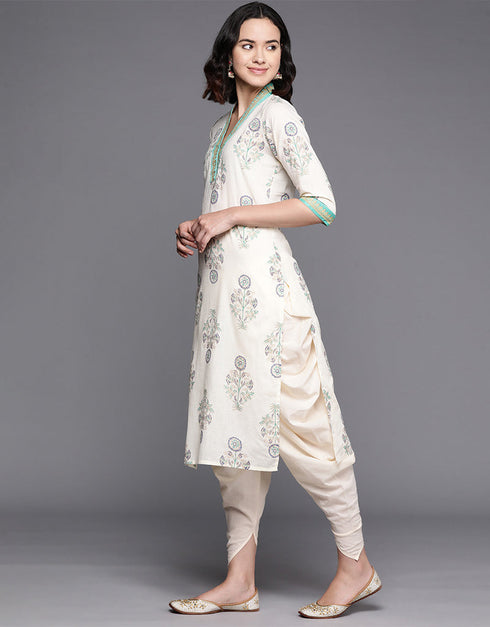 Off White Pure Cotton Straight Patiyala Women