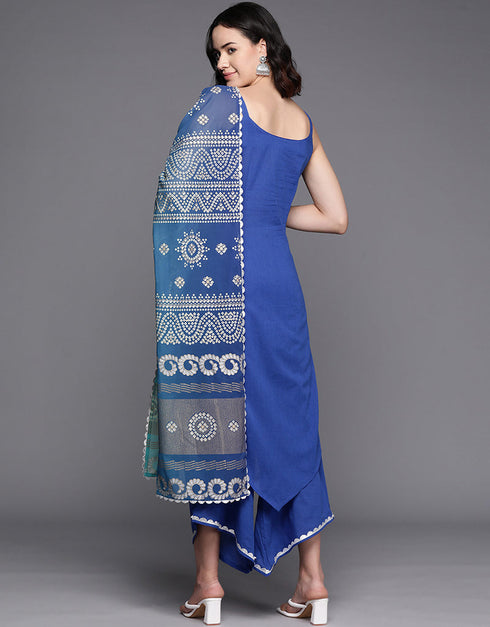 Royal Blue Pure Cotton Straight Palazzo Women