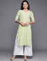 Light Green Pure Cotton Straight Palazzo Closure View