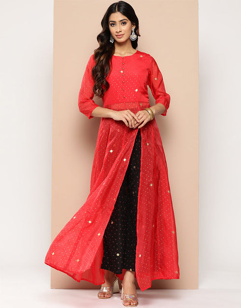 Red Organza Salwar Suit Palazzo