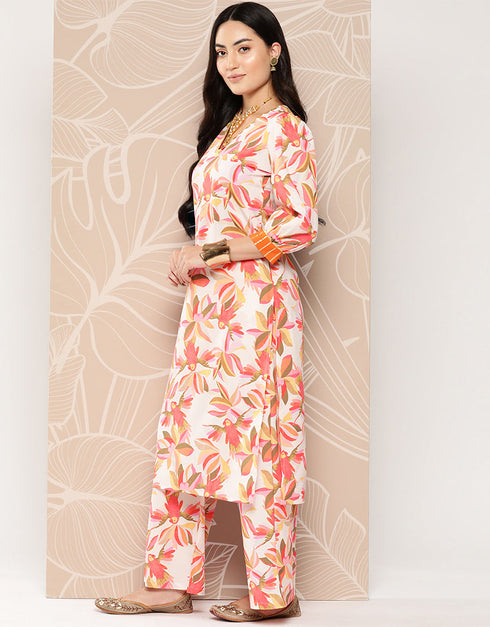 Off White Crepe Straight Palazzo Women