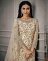 Cream Pant style Suit Butterfly Net Salwar Kameez in Cording Embroidery, Sequins & Lace Work Closure View