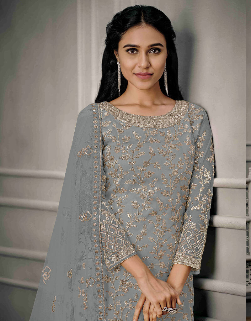 Peach Pant style Salwar Suit Butterfly Net main image 1