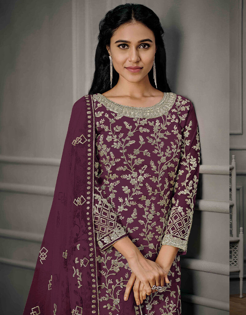 Pink Pant style Salwar Suit Butterfly Net main image 0