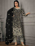 Black Pant style Suit Butterfly Net Salwar Kameez in Cording Embroidery, Sequins & Lace Work