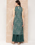 Dark Green Crepe Straight Palazzo Closure View