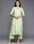 Light Green Pure Cotton Straight Palazzo