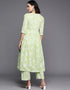 Light Green Pure Cotton Straight Palazzo Closure View