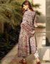Designer Party Wear Readymade Top Bottom Dupatta Set Grey Cotton Pant Anarkali Close-up View