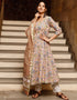 Designer Party Wear Readymade Top Bottom Dupatta Set Peach Cotton Pant Anarkali Back View