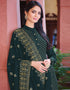 Green Pant style Suit Faux Georgette Salwar Kameez in Embroidery, Sequins & Lace Work Closure View