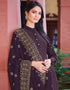 Purple Pant style Suit Faux Georgette Salwar Kameez in Embroidery, Sequins & Lace Work Closure View