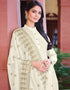 Off White Pant style Suit Faux Georgette Salwar Kameez in Embroidery, Sequins & Lace Work Closure View