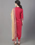 Designer Party Wear Readymade Top Bottom Dupatta Set Red Rayon Pant Straight Back View