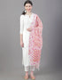 Designer Party Wear Readymade Top Bottom Dupatta Set White Rayon Pant Straight Front View