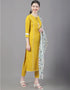 Designer Party Wear Readymade Top Bottom Dupatta Set Mustard Rayon Pant Straight Back View