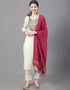 Designer Party Wear Readymade Top Bottom Dupatta Set Beige Cotton Pant Straight Front View