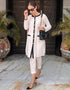 Designer Party Wear Readymade Co-Ords Set Off White Fluid Crepe Silk Pant Shirt Back View