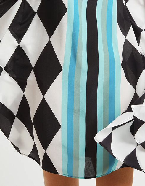 Black And White Fancy Soft Silk Crepe Kaftan maxikaftan