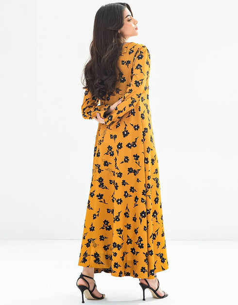Faded Orange Latest Printed Maxi Dress designer kaftan