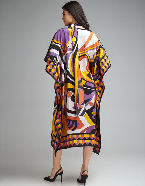Trendy Designer Party Wear Kaftan Style One Piece Multi Color Diamond Crepe Suit Close-up View