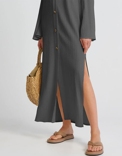Grey Heavy Designer Heavy Fency Maxi Dress Back View