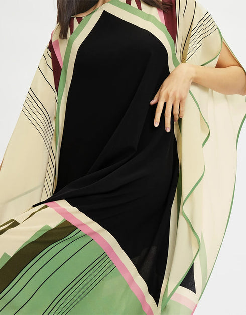 Black And Beige Latest Soft Silk Crepe Kaftan Salwar Kameez