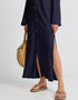 Navy Blue Heavy Designer Heavy Fency Maxi Dress Back View
