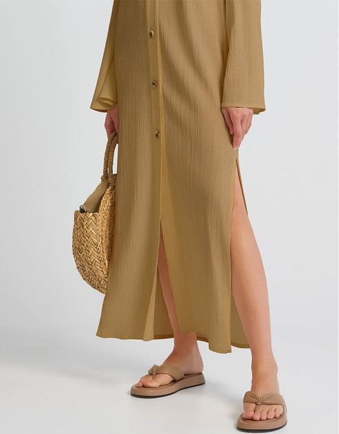 Beige Heavy Designer Heavy Fency Maxi Dress Back View