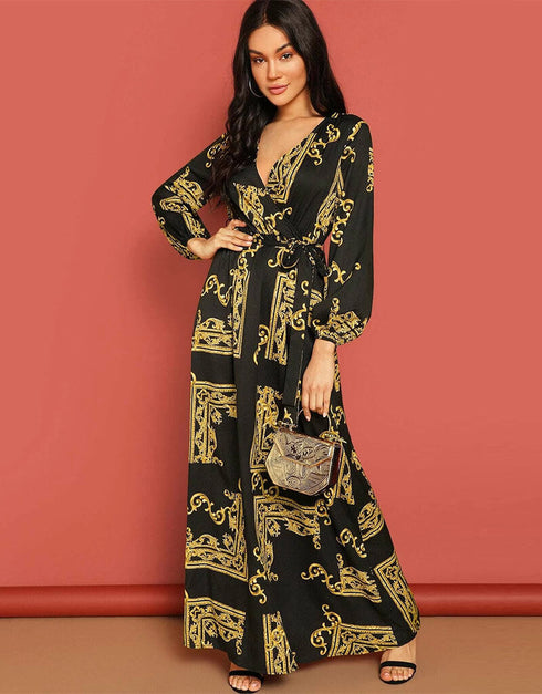 Yellow Latest Printed Maxi Dress multi color kaftan