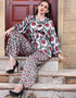 Designer Party Wear Readymade Co-Ords Set Green Satin Silk Pant Shirt Side View