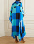 Blue Latest Soft Silk Crepe Kaftan Back View