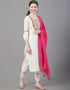 Designer Party Wear Readymade Top Bottom Dupatta Set Beige Cotton Pant Straight Front View