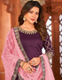 Purple Art Silk Patiyala Suit Back View