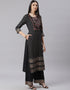 Designer Party Wear Readymade Top Bottom Dupatta Set Black Cotton Blend Palazzo Straight Back View