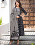 Designer Party Wear Readymade Top Bottom Dupatta Set Black Pure Cotton Pant Anarkali Front View