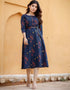 Designer Party Wear Readymade Kurta Only Navy Blue Cotton Na Anarkali Front View