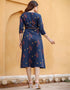 Designer Party Wear Readymade Kurta Only Navy Blue Cotton Na Anarkali Close-up View
