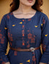 Designer Party Wear Readymade Kurta Only Navy Blue Cotton Na Anarkali Back View