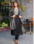 Designer Party Wear Readymade Top Bottom Dupatta Set Black Solid Rayon Pant Straight Front View