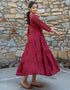 Designer Party Wear Readymade Kurta Only Maroon Cotton Na Anarkali Close-up View
