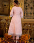 Anarkali Kurta Trouser With Dupatta Set Baby Pink Pure Cotton Pant Anarkali Close-up View